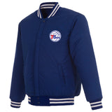 Philadelphia 76ers Reversible Wool Jacket - Embroidered Logos JH Design Royal