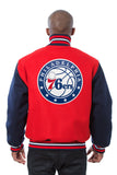 Philadelphia 76ers Embroidered Handmade Wool Jacket-Red/Navy