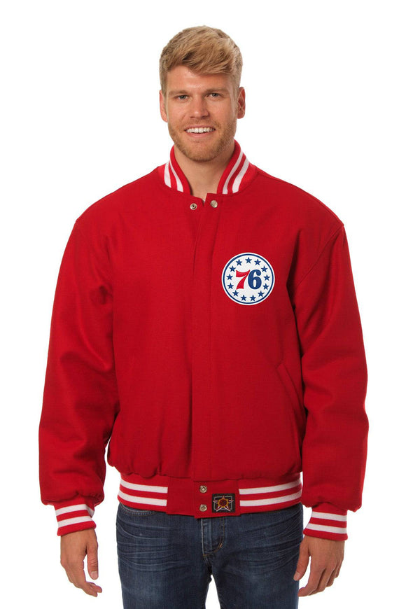 Philadelphia 76ers Embroidered Handmade Wool Jacket-Red