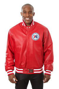 Philadelphia 76ers Full Leather Jacket - Red