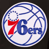 Philadelphia 76ers Wool & Leather Reversible Jacket w/ Embroidered Logos - Black