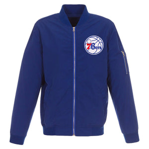 Philadelphia 76ers  JH Design Lightweight Nylon Bomber Jacket – Royal