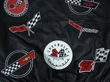 Corvette Embroidered Full Leather Jacket - Black