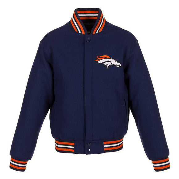 Denver Broncos JH Design Women's Embroidered Logo All-Wool Jacket - Navy