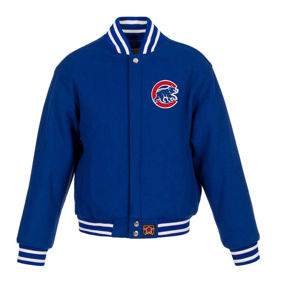 Chicago Cubs JH Design Women's Embroidered Logo All-Wool Jacket - Royal - J.H. Sports Jackets