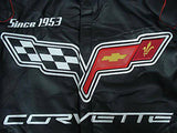 Corvette Embroidered Full Leather Jacket - Black