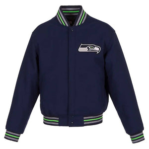 Seattle Seahawks JH Design Women's Embroidered Logo All-Wool Jacket - College Navy