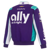 Alex Bowman JH Design 2026 Ally Full-Snap Twill Racing Jacket – Purple - J.H. Sports Jackets