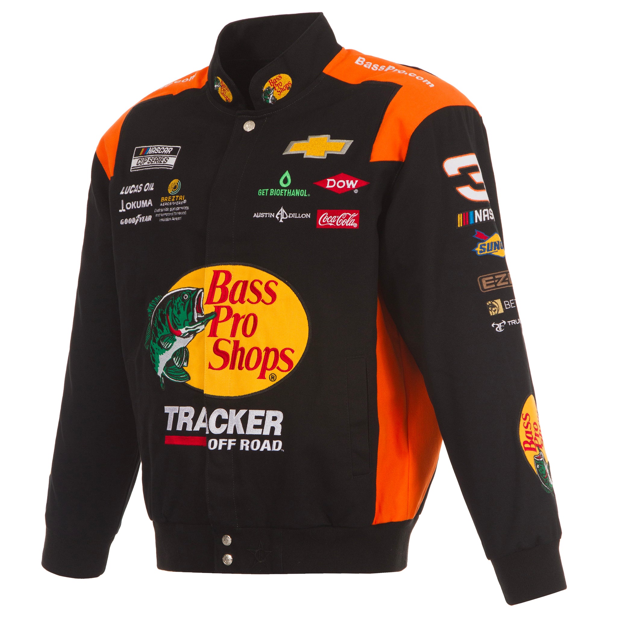 2024 Austin Dillon JH Design NASCAR Bass Pro Shops Uniform Full Snap Jacket J.H. Sports Jackets