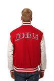 Los Angeles Angels Domestic Two-Tone Handmade Wool and Leather Jacket-Red/White