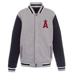 Los Angeles Angels JH Design - Two-Tone Reversible Fleece Jacket - Gray/Navy