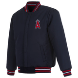 Los Angeles Angels Reversible Wool Jacket With Embroidered Logos-Navy