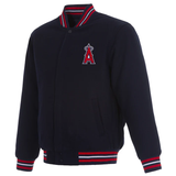 Los Angeles Angels Reversible Wool Jacket With Embroidered Logos-Navy