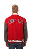 Los Angeles Angels Two-Tone Wool Jacket w/ Handcrafted Leather Logos - Red/Gray