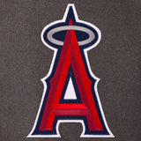 Los Angeles Angels Wool & Leather Reversible Jacket w/ Embroidered Logos - Charcoal/Navy