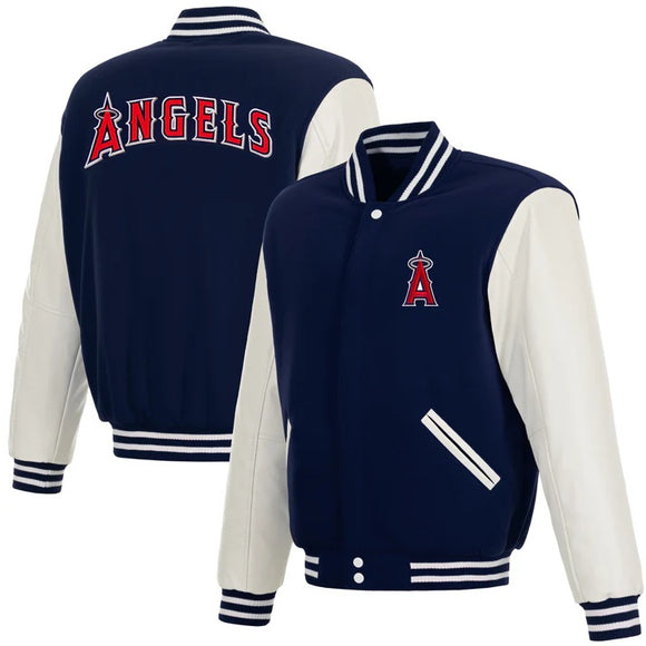Los Angeles Angels Reversible Fleece Jacket with Faux Leather Sleeves