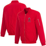Los Angeles Angels JH Design Lightweight Nylon Bomber Jacket – Red