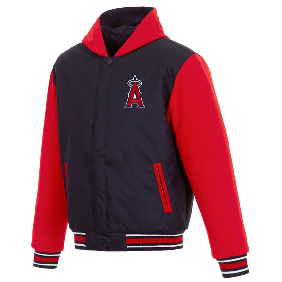 Los Angeles Angels Two-Tone Reversible Fleece Hooded Jacket - Navy/Red