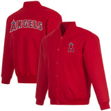 Los Angeles Angels Poly Twill Varsity Jacket-Red