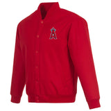 Los Angeles Angels Poly Twill Varsity Jacket-Red