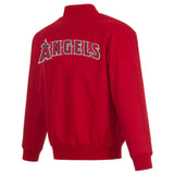Los Angeles Angels Poly Twill Varsity Jacket-Red