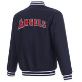 Los Angeles Angels Poly Twill Varsity Jacket-Navy