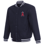 Los Angeles Angels Poly Twill Varsity Jacket-Navy