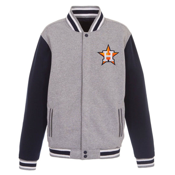 Houston Astros JH Design Two-Tone Reversible Fleece Jacket - Gray/Navy