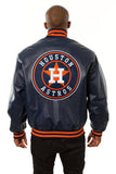 Houston Astros Full Leather Jacket - Navy