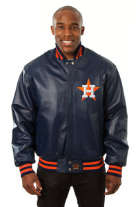 Houston Astros Full Leather Jacket - Navy