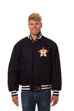 Houston Astros Wool Jacket w/ Handcrafted Leather Logos - Navy