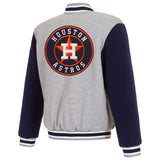 Houston Astros JH Design Two-Tone Reversible Fleece Jacket - Gray/Navy - J.H. Sports Jackets
