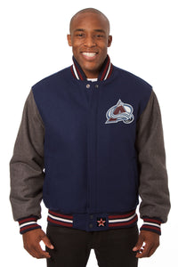 Colorado Avalanche Handmade All Wool Two-Tone Jacket - Navy/Gray - J.H. Sports Jackets
