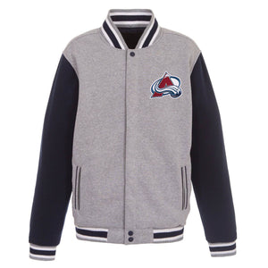 NHL Colorado Avalanche  JH Design Two-Tone Reversible Fleece Jacket - Gray/Navy