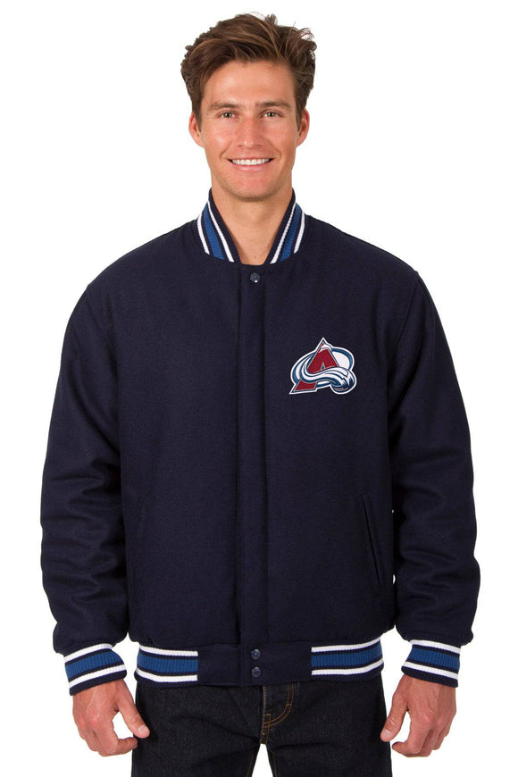 NHL Colorado Avalanche Reversible Wool Jacket Embroidered Logos - JH Design  - Navy