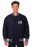 NHL Colorado Avalanche Reversible Wool Jacket Embroidered Logos - JH Design  - Navy