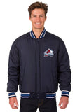 NHL Colorado Avalanche Reversible Wool Jacket Embroidered Logos - JH Design  - Navy