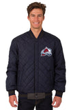 Colorado Avalanche Wool & Leather Reversible Jacket w/ Embroidered Logos - Charcoal/Navy