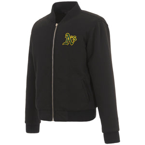 Oakland Athletics JH Design Reversible Women Fleece Jacket - Black