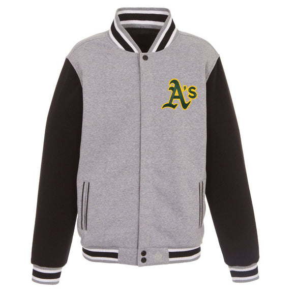 Oakland Athletics  JH Design - Two-Tone Reversible Fleece Jacket - Gray/Black