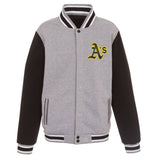 Oakland Athletics  JH Design - Two-Tone Reversible Fleece Jacket - Gray/Black