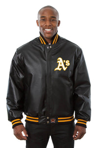 Oakland Athletics Full Leather Jacket - Black