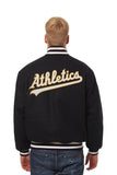 Oakland Athletics Wool Jacket w/ Handcrafted Leather Logos - Black