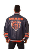 Chicago Bears JH Design All Leather Jacket - Navy/Orange