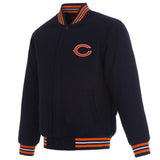 Chicago Bears Reversible Wool Jacket - Navy