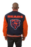 Chicago Bears JH Design Wool Handmade Full-Snap Jacket - Navy/Orange