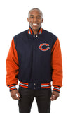 Chicago Bears JH Design Wool Handmade Full-Snap Jacket - Navy/Orange