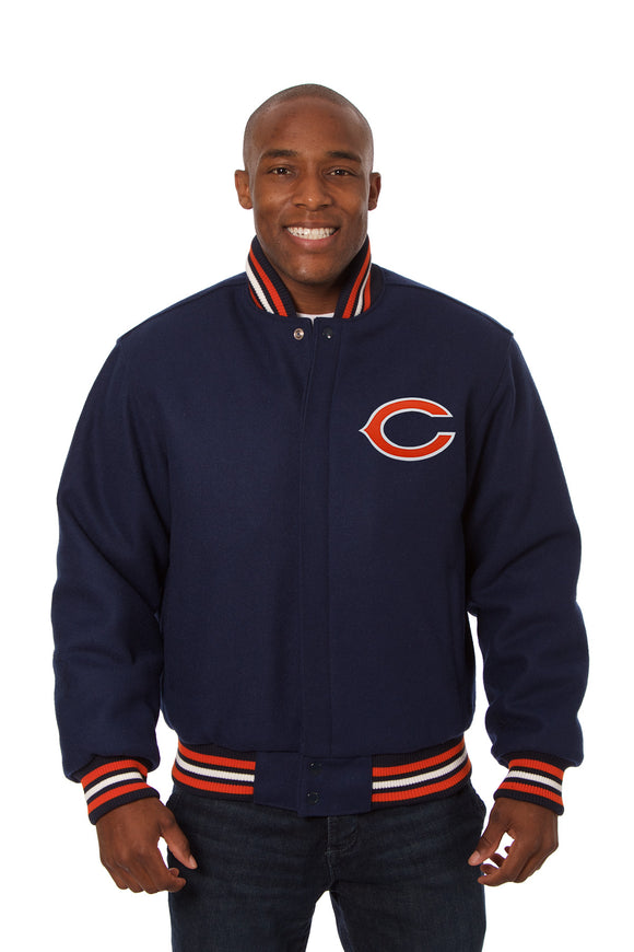 Chicago Bears JH Design Wool Handmade Full-Snap Jacket - Navy - J.H. Sports Jackets