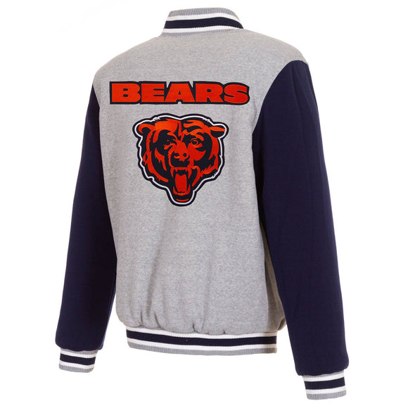 Chicago Bears Two-Tone Reversible Fleece Jacket - Gray/Navy