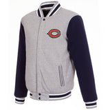 Chicago Bears Two-Tone Reversible Fleece Jacket - Gray/Navy